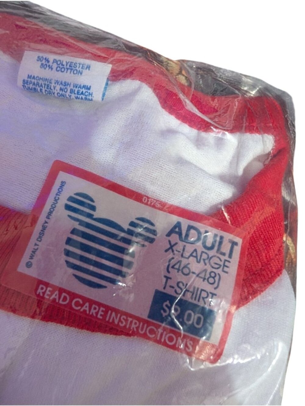 Walt Disney World Mickey Mouse Adult T-Shirt White & Red Ringer XL 46-48 NWT 80s - Picture 3 of 3